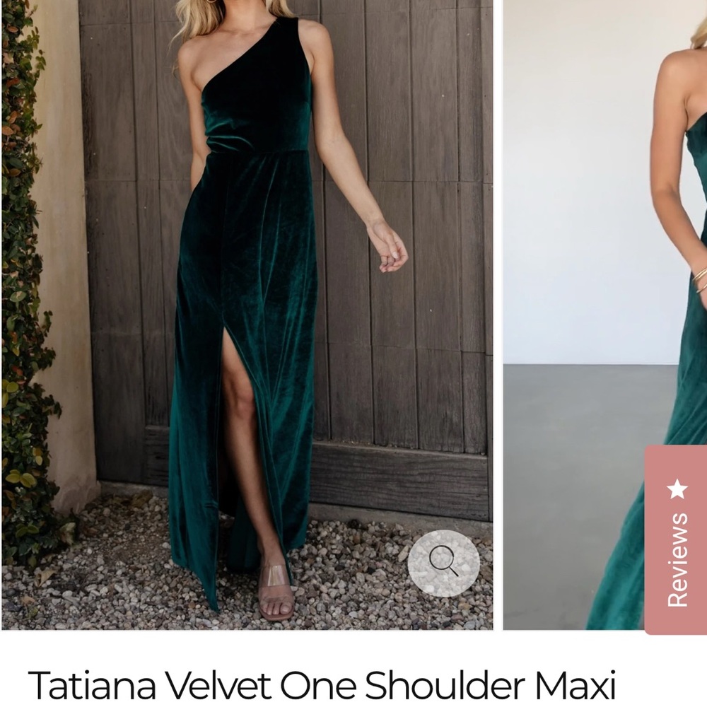 Baltic Born Green Velvet One Shoulder Maxi Dress